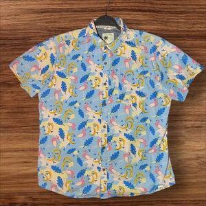 Fun Funky Blue Pink Yellow Button Up
